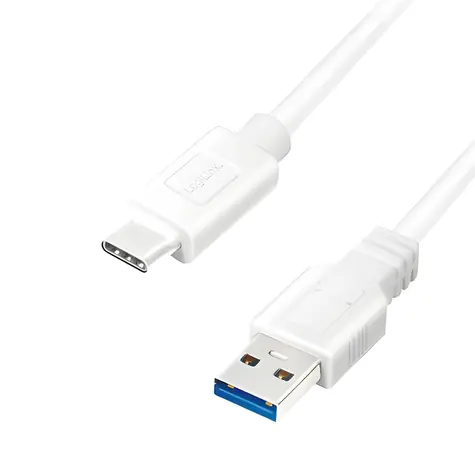 LogiLink kabel USB-A - USB-C bílá / Kabel / USB 3.2 Gen1 / 5 Gbit/s / 1,5 m