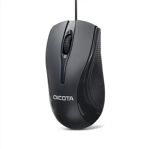 Dicota černá / Myš / drátová / USB / 3 tlačítka / pro praváky i leváky