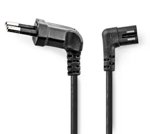 Nedis napájecí kabel Euro - IEC-320-C7 černá / Napájecí kabel / úhlový levý / poniklovaný / 3 m