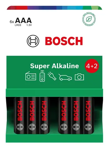 Bosch LR03SA6B/00 Super Alkaline AAA 6 ks / Baterie / Alkalické / 1,5 V