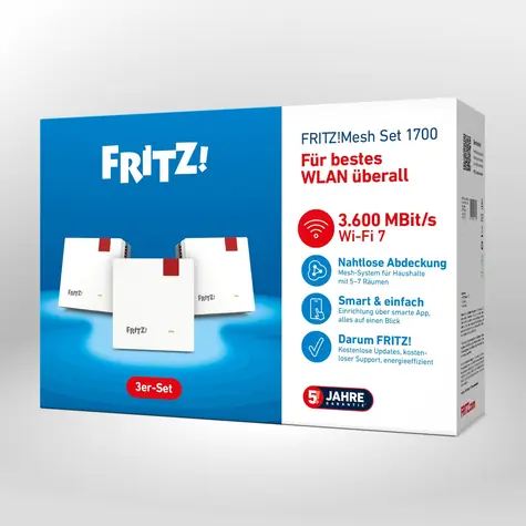 AVM FRITZ! Mesh Set 1700 3-Set / Repeater / Wi-Fi 7 / 3600 Mbit/s / Mesh