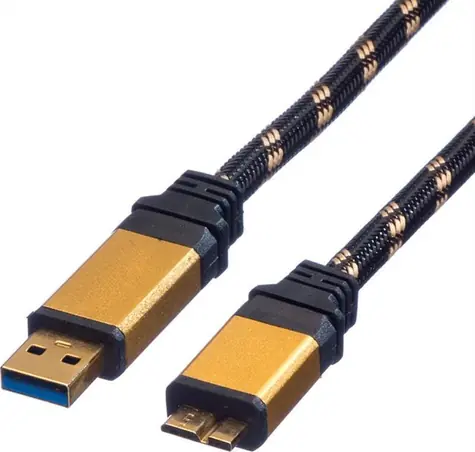 Roline USB-A - micro-B černo-zlatý / Kabel / propojovací / 0,8 m