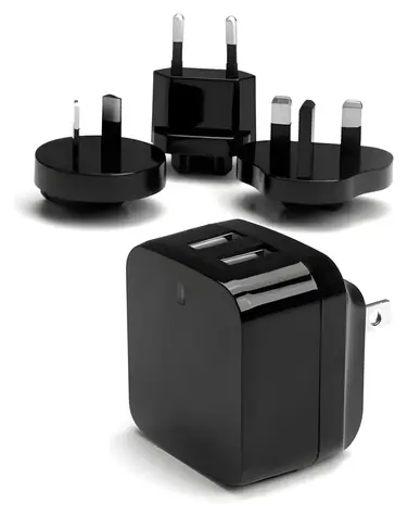 StarTech cestovní USB nabíječka černá / Cestovní adaptér / 2x USB / mezinárodní