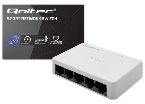 Qoltec 52245 / Síťový switch / 5 portů RJ45 / 100 Mbps