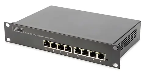 Digitus DN-80114 / Switch / 8x Gigabit RJ45 / Unmanaged / 1U kovové pouzdro / bez ventilátoru