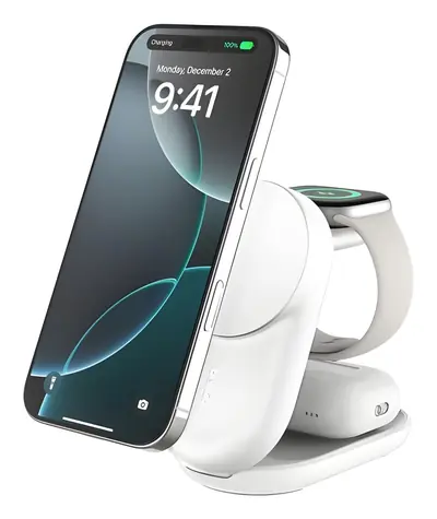 Belkin UltraCharge 3v1 Qi2 25 W skládací bílá / Nabíjecí stanice