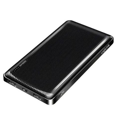 LogiLink PA0316 černá / Powerbank / 10000 mAh / 2x USB-A / 1x USB-C / rychlé nabíjení