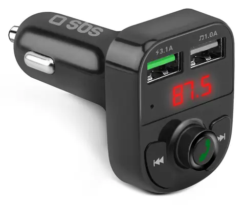 SBS Autoadaptér FM černá / Autonabíječka do auta / 2x USB-A / AFC / 15 W
