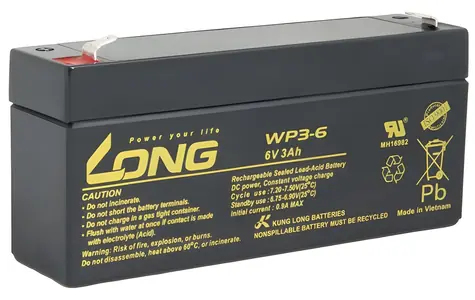 Avacom Long WP3-6 / Olověný akumulátor / 6 V / 3 Ah / F1