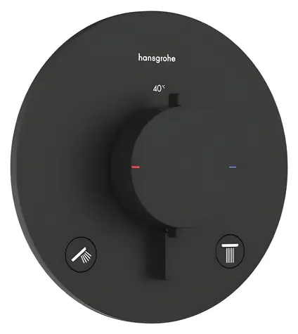 Hansgrohe Ecostat Comfort S matná černá / Termostatická baterie pod omítku / pro 2 spotřebiče / SafetyStop