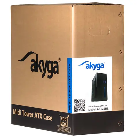 Akyga AK939BL černá, modré prvky / Skříň / Midi Tower / ATX / bez zdroje
