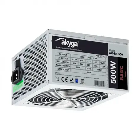 Akyga AK-B1-500 Basic šedá / Zdroj / 500 W / ATX 2.31 / 80+