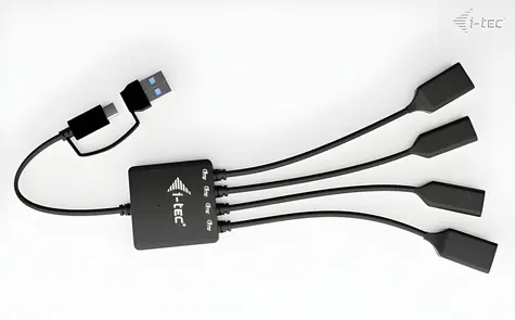 i-tec USB-C+USB-A Cable HUB 4 Port / USB hub / USB 3.2 Gen 1 / 2x USB-A + 2x USB-C / 5 Gbps