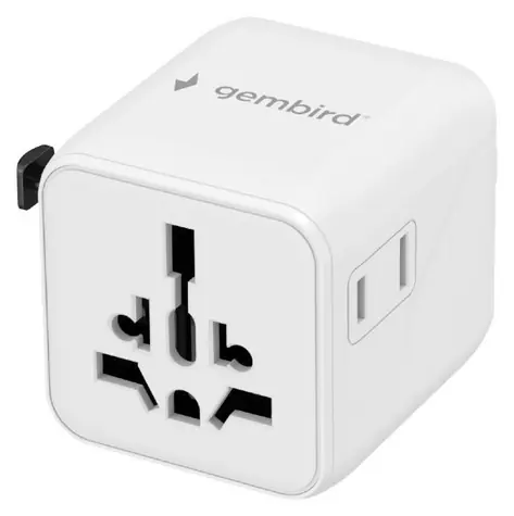 Gembird TPA-INT-01-W bílá / Cestovní adaptér / US/UK/EU/AU / 250V/10A