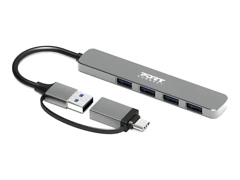 PORT CONNECT 900161 / USB hub / 4x USB-A 3.0 / USB-C/USB-A vstup / 5 Gb/s
