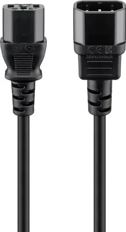 Goobay prodlužovací napájecí kabel C14/C13 černá / Prodlužovací kabel / 1 m