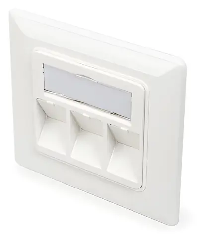 Digitus Zásuvka pod omítku 3x RJ-45 bílá / Zásuvka / 80x80 mm / úhlový výstup 45°