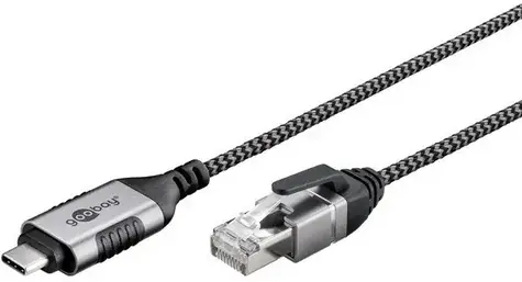 Goobay 74404 černá/šedá / Redukce USB-C na RJ-45 / 1 Gb/s / 3 m