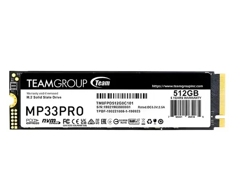 TeamGroup MP33 PRO 512GB / SSD / M.2 2280 / PCIe 3.0 x4 NVMe / R: 3500 MB/s / W: 3000 MB/s