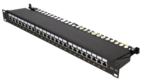 Extralink Patch panel CAT6A STP 24 portů / Patch panel / 19