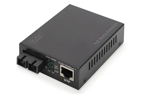 Digitus DN-82160 / Media konvertor / Gigabit Ethernet / RJ45 - SC / PoE 30 W / Singlemode / dosah 20 km