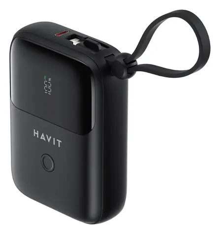 Havit PB5215 10000 mAh černá / Power banka / 2x USB-C / 1x MicroUSB / Lightning
