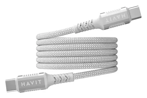 Havit CB6297 bílá / Magnetický datový kabel / USB-C – USB-C / PD 60 W / 1 m