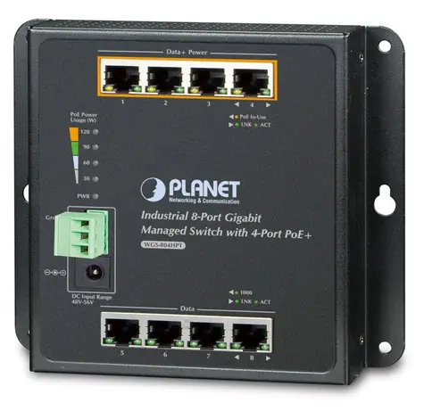 Planet WGS-804HPT / Switch / 8x Gigabit / PoE+ 144 W / Managed / Nástěnná montáž