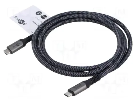 Goobay 74213 černá/šedá / Datový a nabíjecí kabel / USB-C - USB-C / 40 Gbps / PD 240 W / 1,8 m