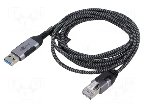 Goobay USB-A - RJ-45 černá/šedá / Síťový adaptér / USB 3.2 Gen1 / 1 Gbit/s / 2 m
