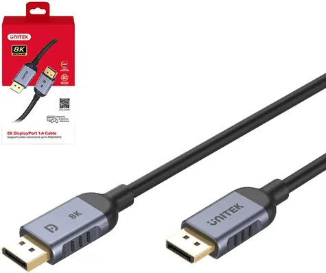 Unitek C1628GY01-2M černá / Kabel DisplayPort / DisplayPort (M) - DisplayPort (M) / 2 m / DP 2.1 / 8K 60Hz