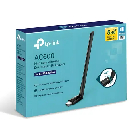 TP-Link Archer T600U Plus černá / Wi-Fi USB adaptér / 600 Mbps / 802.11ac/n/g/b