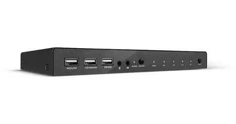 Lindy 4 Port KVM Switch černá / KVM přepínač / 4x HDMI / 4K 60Hz / USB 2.0 / Audio