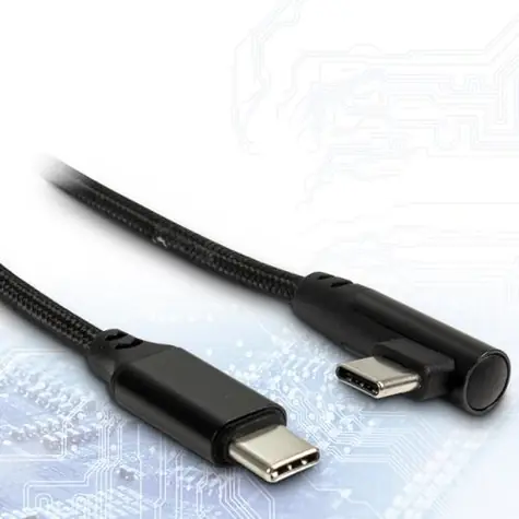 Inter-Tech USB-C kabel 90° 1 m černý / Kabel USB-C (M) - USB-C (M) / PD 60 W