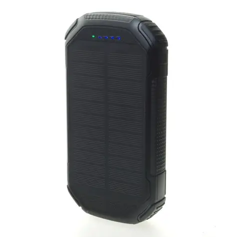 Sunen PowerNeed 20000mAh 1W černá / Powerbanka / solární panel / USB-PD / svítilna / karabina