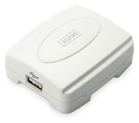 Digitus USB Print Server bílá / Print server / 1x RJ-45 / 1x USB 2.0 / 10/100 Mbit/s