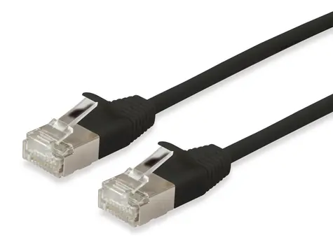Equip Slim černá / Patch kabel / Cat6A / F/FTP / 2 m