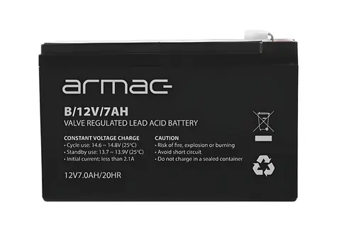 Armac VRLA AGM 12V 7Ah / Olověný akumulátor / bezúdržbový / VRLA / nabíjecí proud 1,8 A