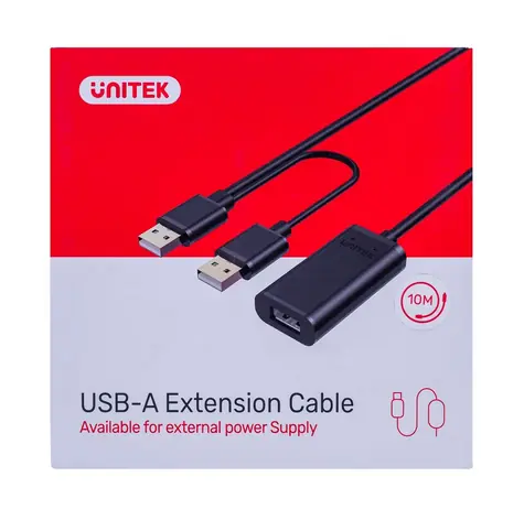 Unitek Y-278 černá / Aktivní prodlužovací kabel USB 2.0 / 2x USB-A (M) - USB-A (F) / 10 m