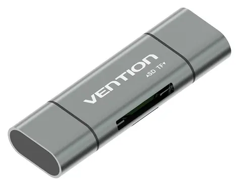 Vention Čtečka paměťových karet USB 3.0/USB-C šedá / Čtečka paměťových karet / SD / microSD / 5000 Mbit/s