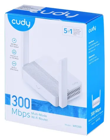 Cudy WR300 / Router / 1x WAN + 4x LAN 100Mbps / 2,4 GHz 300Mbps