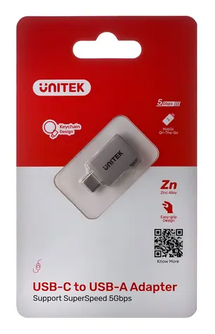 Unitek A1025GNI stříbrná / Adaptér / USB-C na USB-A / OTG / 5 Gbps