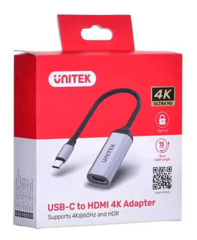 Unitek USB-C na HDMI 2.0 černá / Adaptér / 4K 60Hz / HDCP 2.3