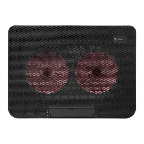 Savio COS-02 černá / Chladicí podložka pod notebook / 2 ventilátory / USB / červené podsvícení / náklon 0-60°