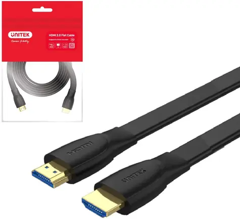 Unitek C11063BK-2M černá / Kabel HDMI / 2 m / HDMI 2.0 / 4K 60Hz / plochý