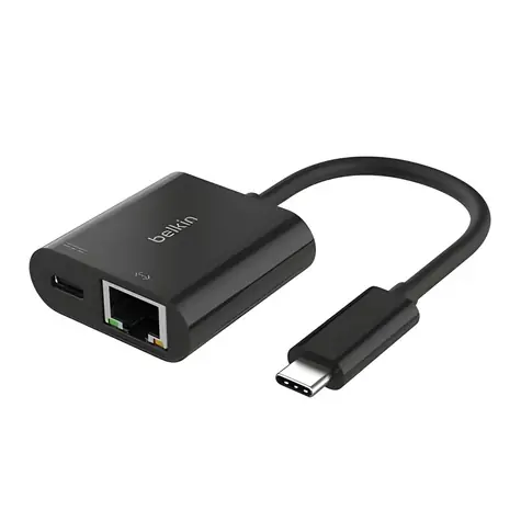 Belkin adaptér USB-C na Gigabit Ethernet černá / Adaptér / Gigabit Ethernet RJ45 / 100W PD průchozí napájení