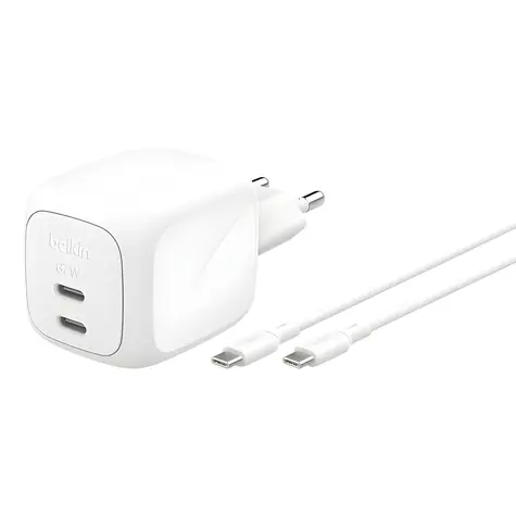 Belkin duální nabíječka USB-C 67W / Nabíječka / 2x USB-C / PD / PPS / s 2m kabelem USB-C