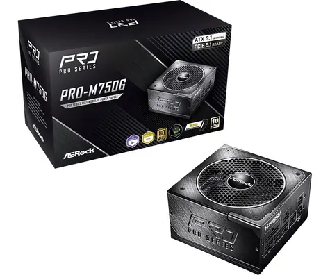 ASRock PRO-M750G černá / Zdroj ATX / 750 W / 80 PLUS Gold / ATX 3.1 / 135 mm