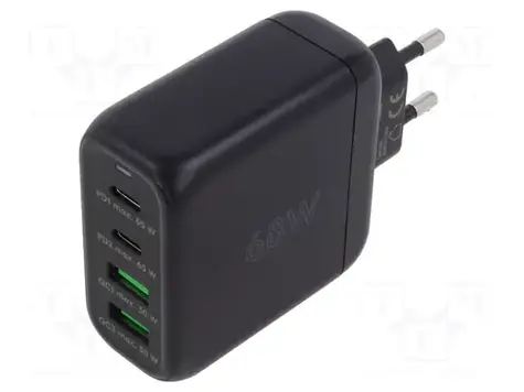 Goobay 68W černá / Nabíječka / GaN / USB-C PD / USB-A QC / 2x USB-C + 2x USB-A