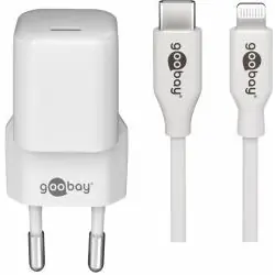 Goobay nabíjecí sada USB-C-Lightning bílá / Nabíječka a kabel / PD 30W / 1 m